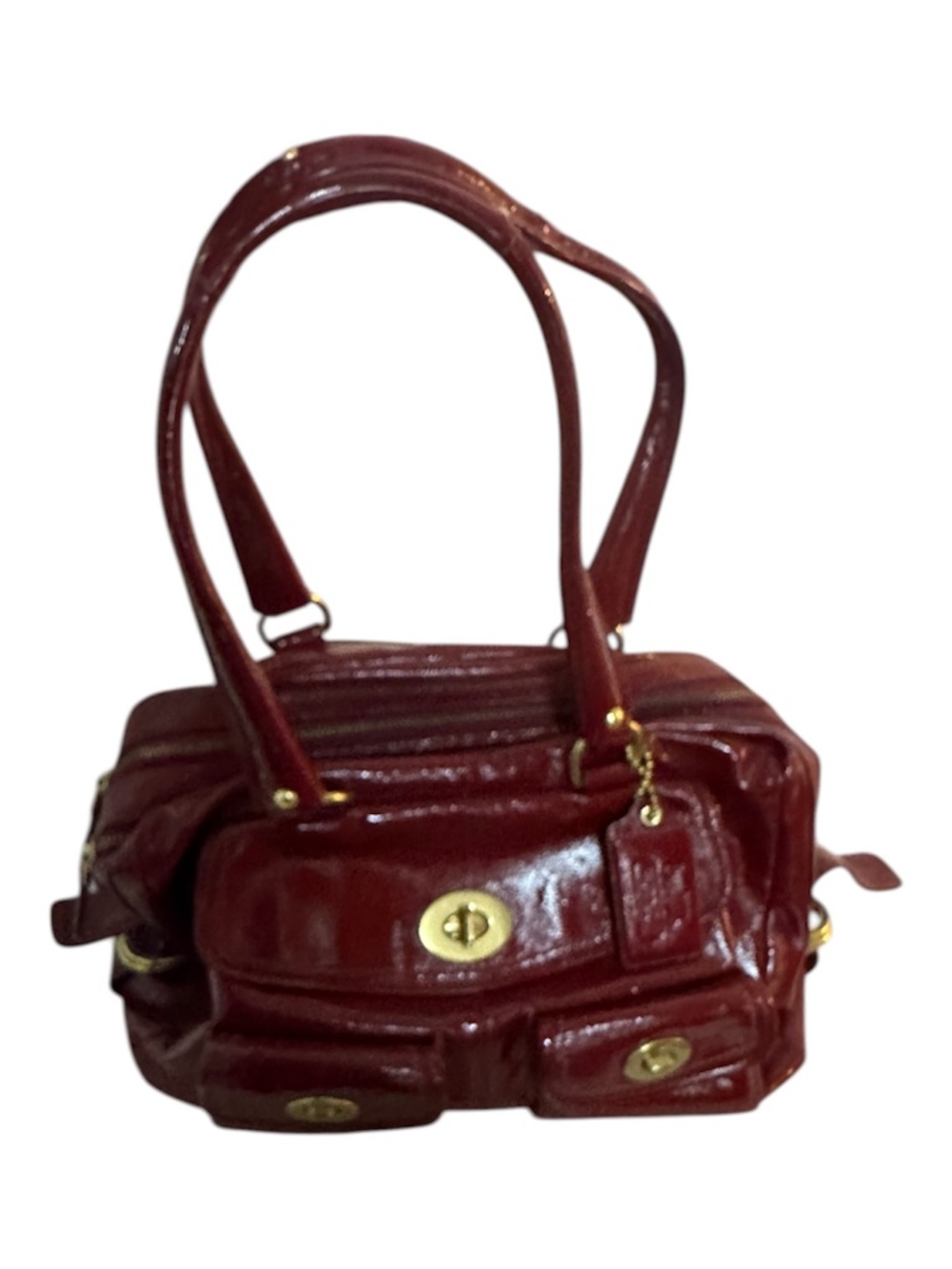 Coach Burgundy Leather Satchel Shoulder Bag Vintage Style with Dust Bag